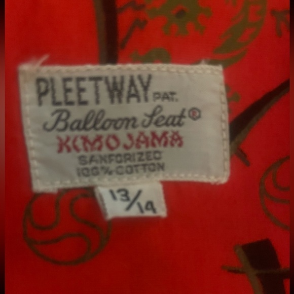 Pleetway Vintage Bold Red & Black Asian Designed (Size 13/14) Kimono Pajama Set - Picture 13 of 14